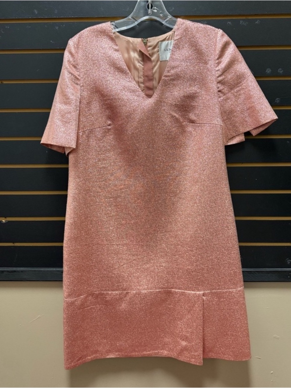 LK Bennett Thulani Metallic Lurex Sherbet Pink Midi Dress
